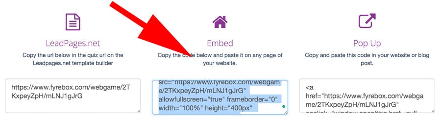 embed code Fyrebox squarespace integration